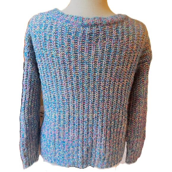 Wet Seal Chunky Knit Cardigan Sweater Pastel Womens Juniors XS Wool 80s Cottage - Picture 3 of 10